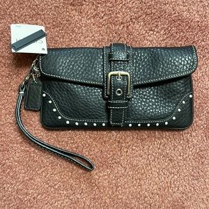 Coach Hampton Lilac Pebbled Leather Wristlet